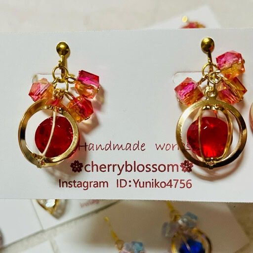 cherry blossom/ガラスのイヤリング